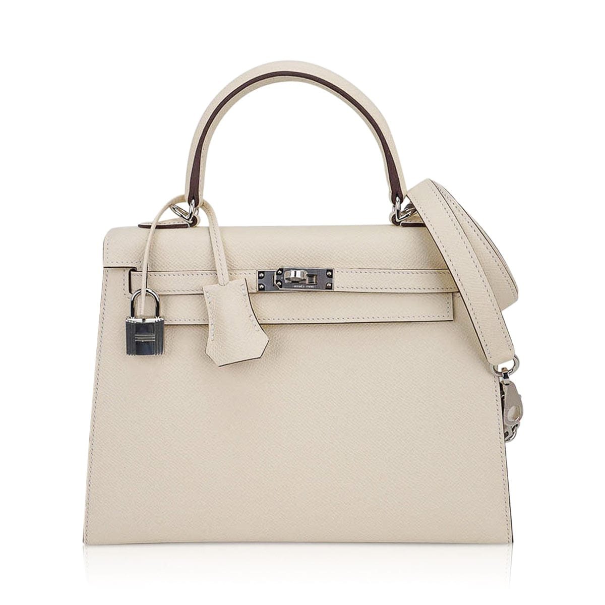 Hermes Hermes Kelly 25 Sellier Bag Nata Epsom Leather with Palladium Hardware