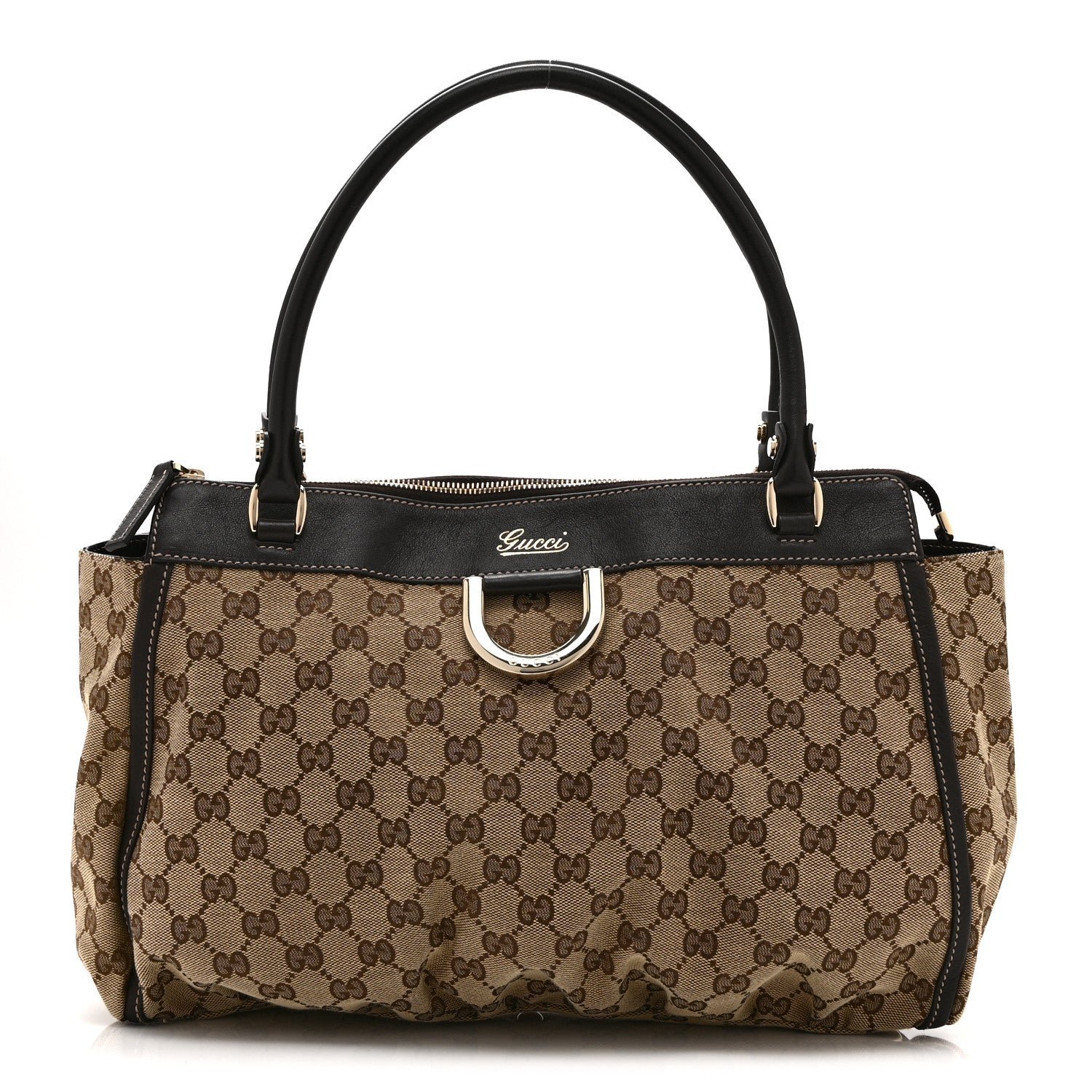 Gucci Monogram D Gold Tote Dark Brown