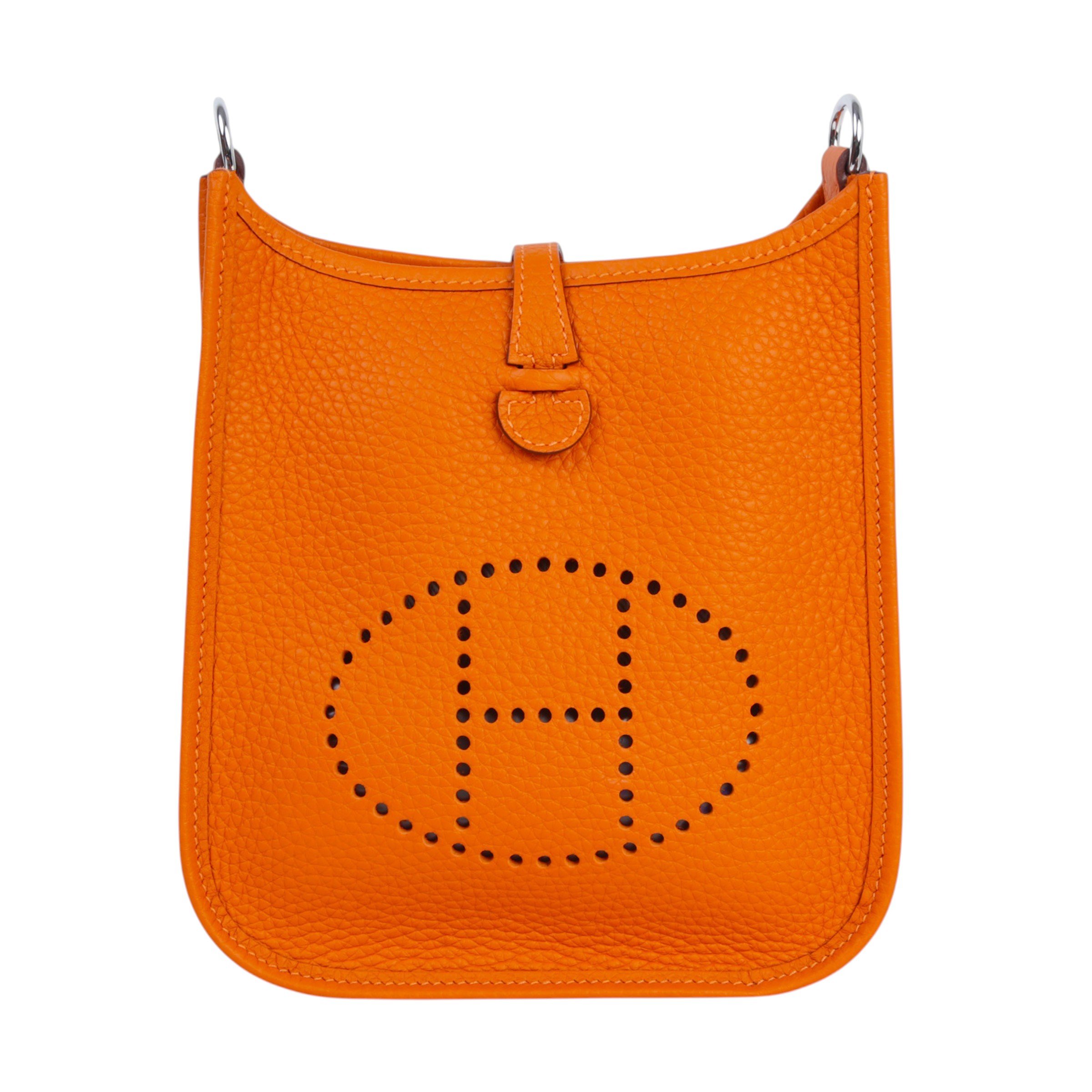 Hermes Brand New ( Rank N ) HERMÈS Mini Evelyne 16 Amazone 112cm Orange (93) Clemence Palladium hardware K (2025)