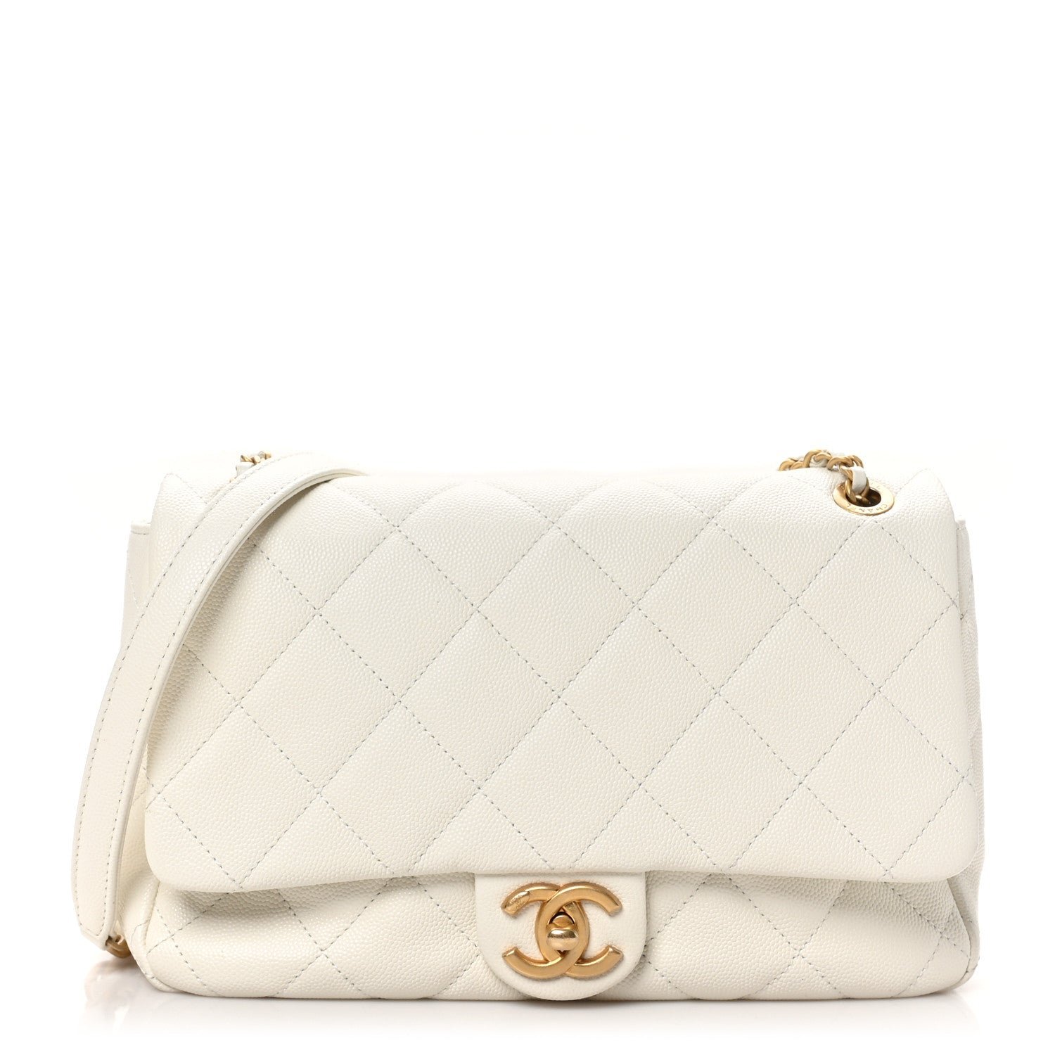 Chanel Caviar Quilted Mini Flap White