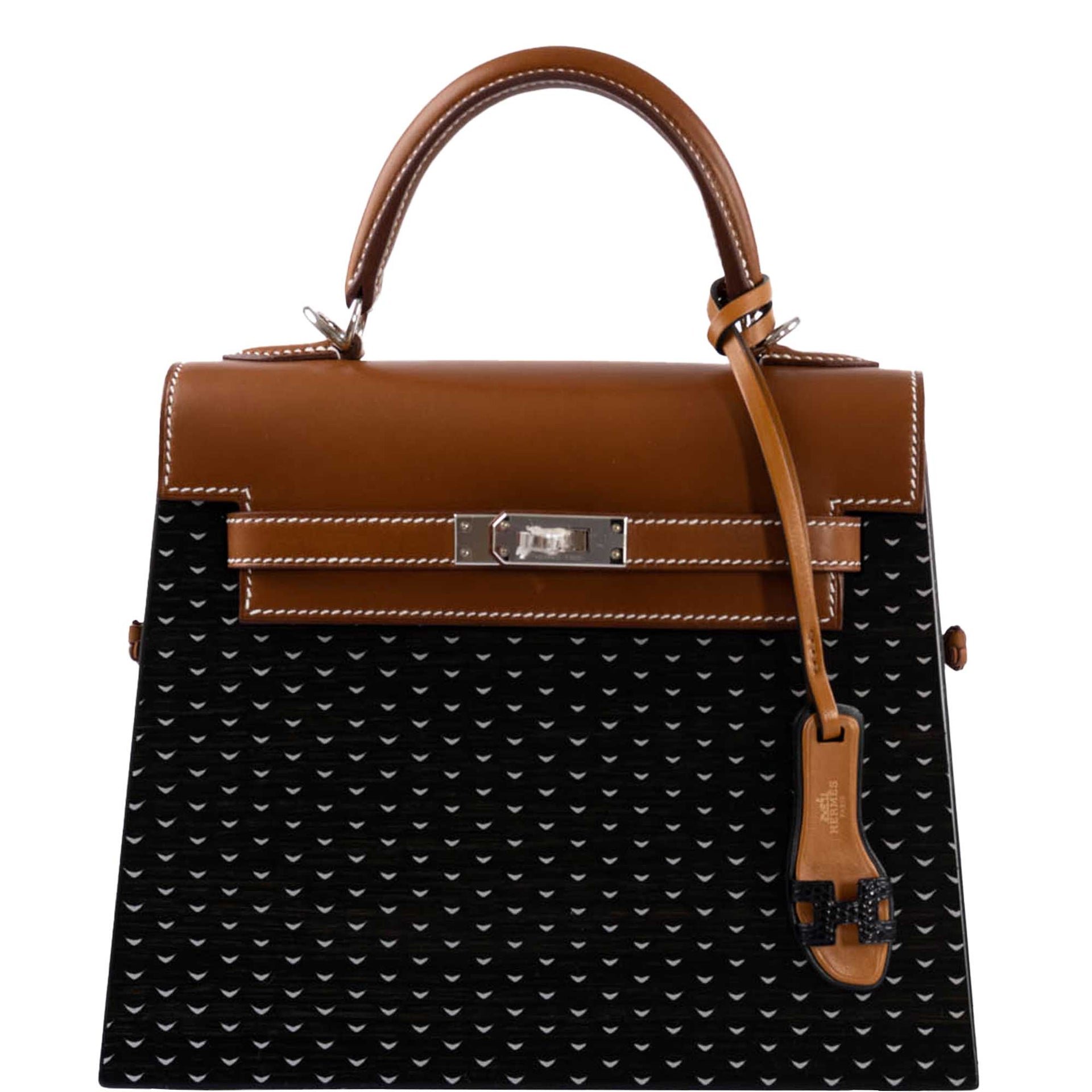 Hermes Hermès Kellywood 22 Bog Oak, Aluminum & Barenia Leather Palladium Hardware