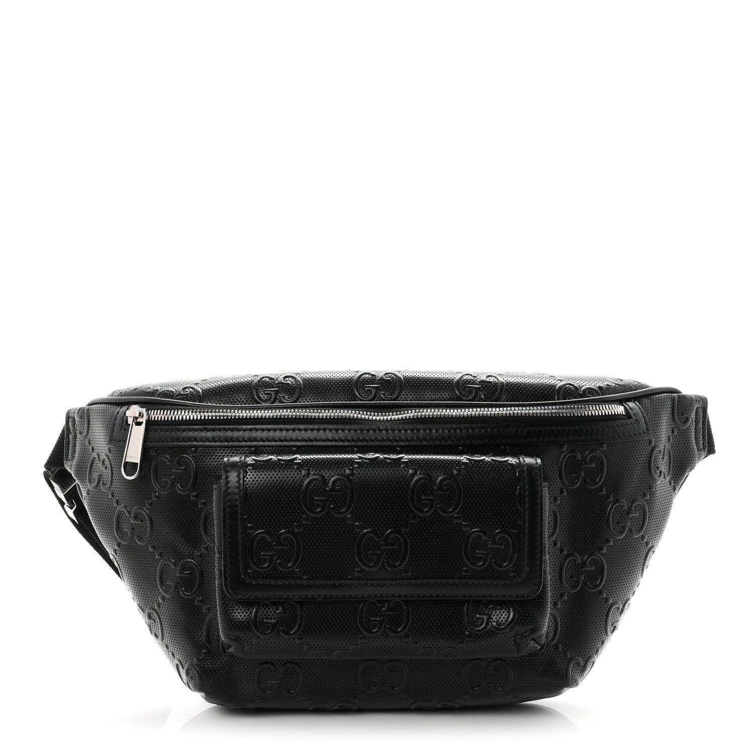 Gucci Calfskin GG Tennis Embossed Pocket Belt Bag Black