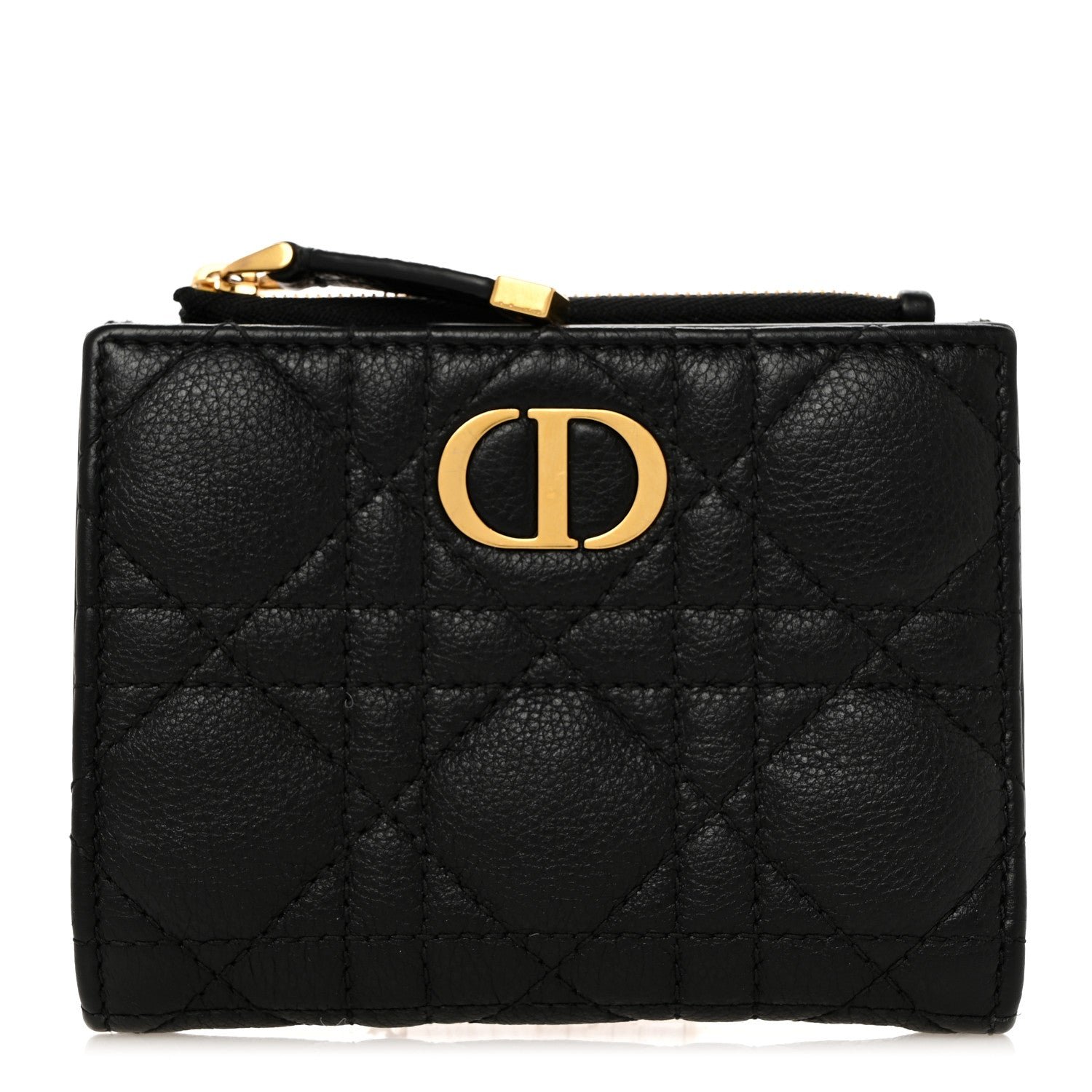 Dior Grained Calfskin Supple Cannage Caro Dahlia Wallet Black