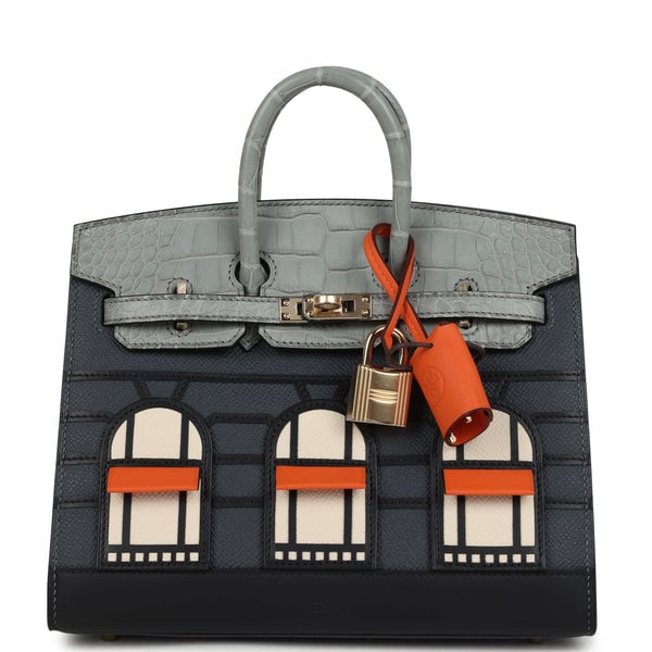 Hermes Hermes "Rainy Days" Sac Faubourg Birkin 20 Gris Misty Matte Alligator Permabrass Hardware