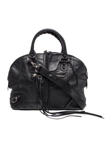 Balenciaga Leather Motocross Bowling Bag 2023