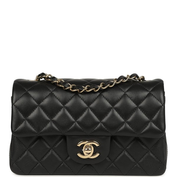 Chanel Chanel Mini Classic Rectangular Flap Bag Black Lambskin Light Gold Hardware