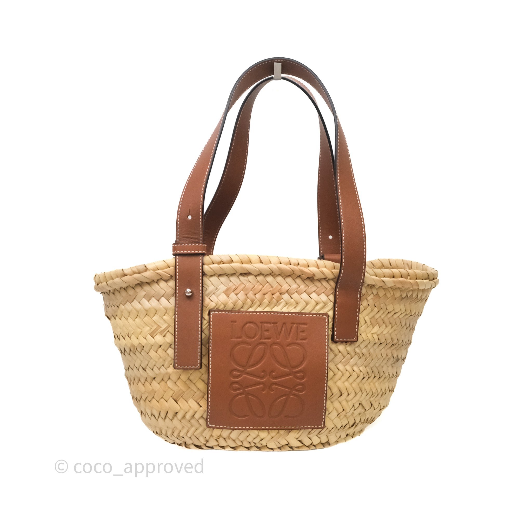 Loewe Loewe Small Basket Bag Natural Palm Leaf Tan Calfskin