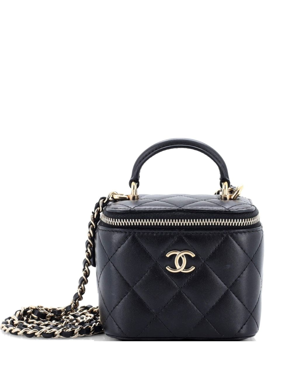 Classic Top Handle Vanity Case with Chain Quilted Lambskin Mini crossbody bag