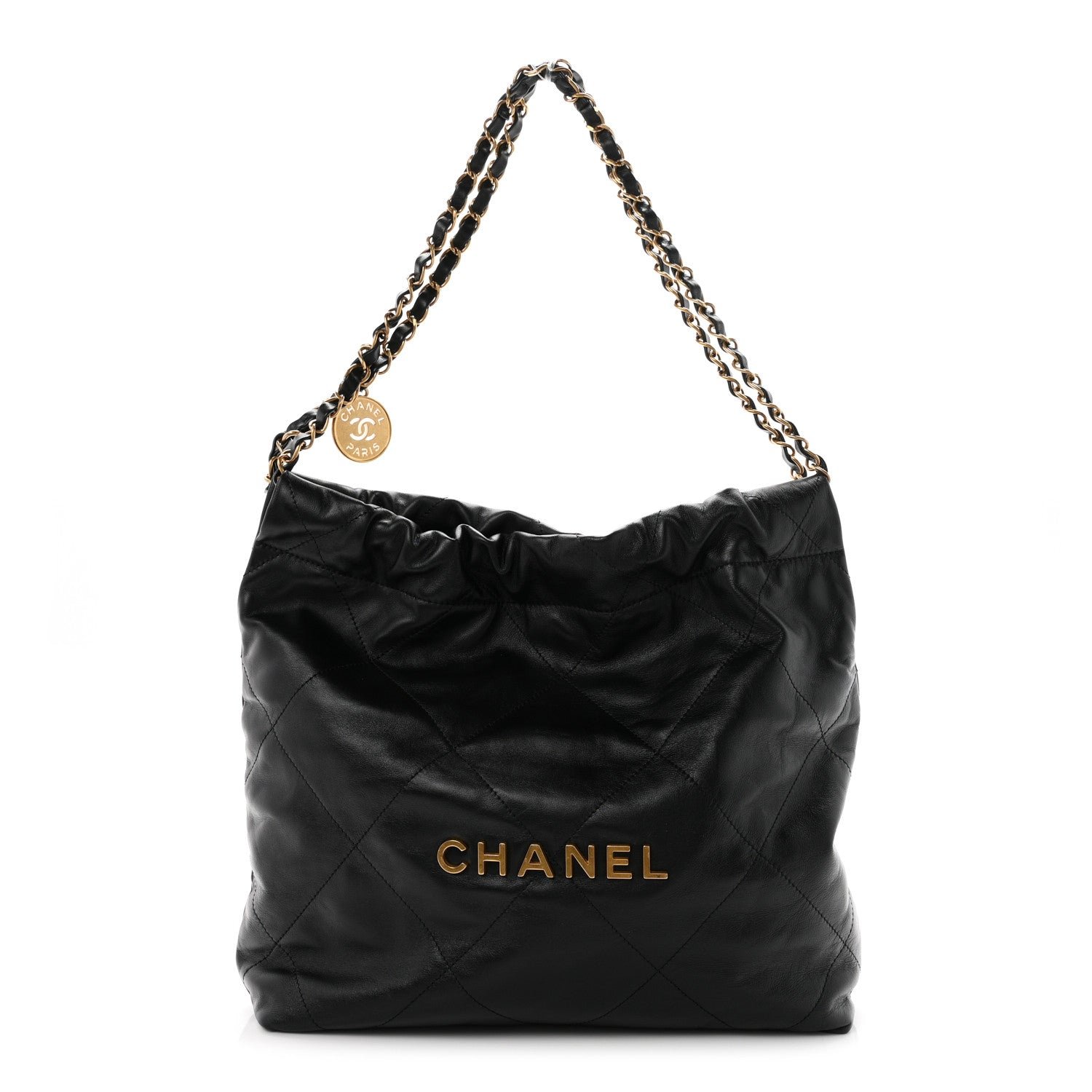 Chanel Shiny Calfskin Quilted Small Chanel 22 Black