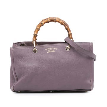 Medium Calfskin Bamboo Shopper Satchel