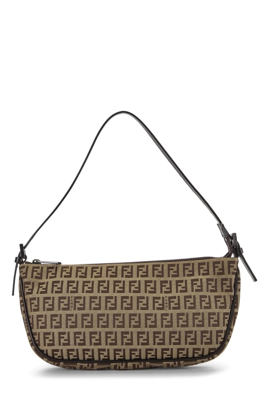 Fendi Brown Zucchino Canvas Pochette