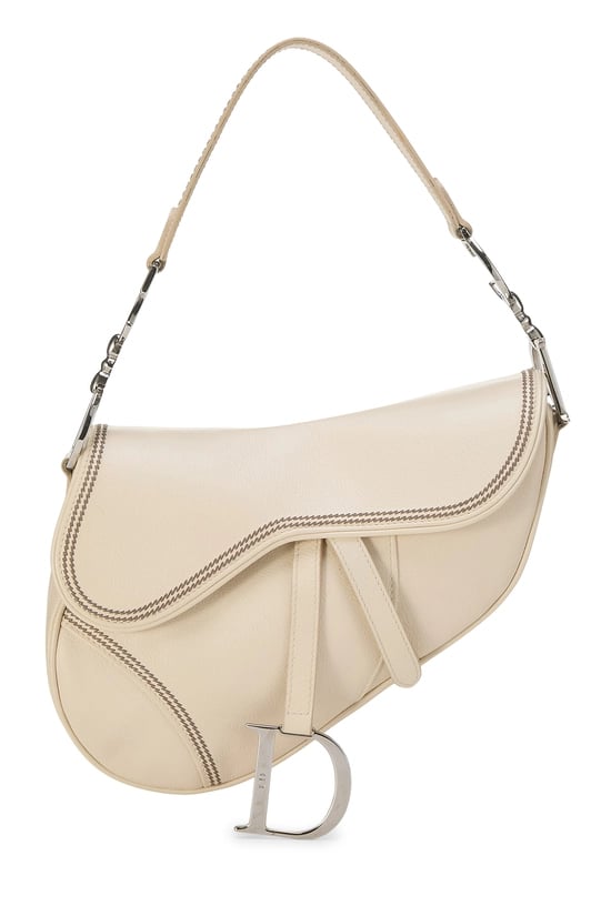 White Leather Saddle Bag