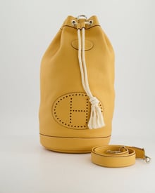 Hermes Hermès Lunch Drawstring Shoulder Bag in Jaune Clemence Leather with Palladium Hardware