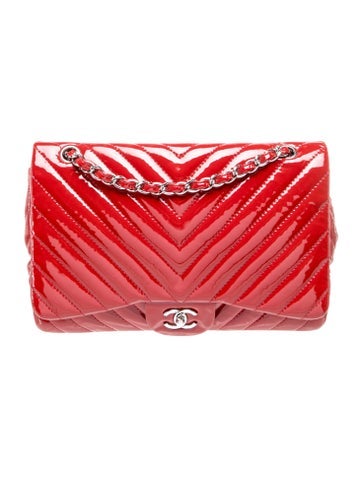 Patent Chevron Jumbo Single Flap Bag