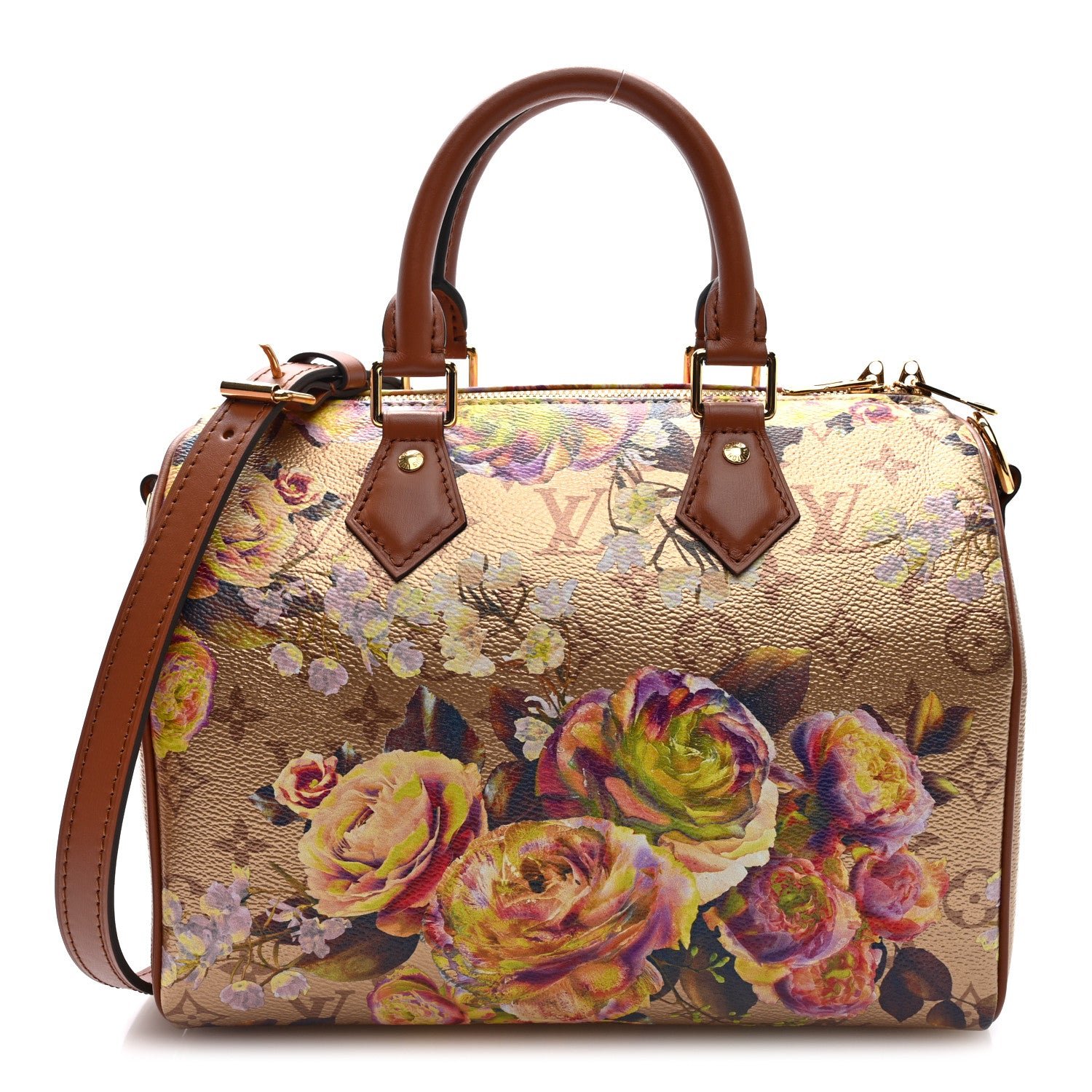 Louis Vuitton Metallic Monogram LV Garden Speedy Bandouliere 25 Gold
