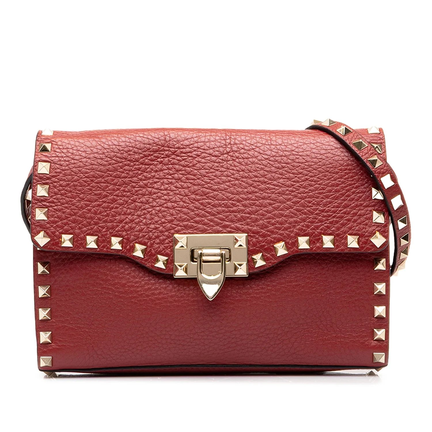 Medium Pebbled Calfskin Rockstud Flip Lock Crossbody
