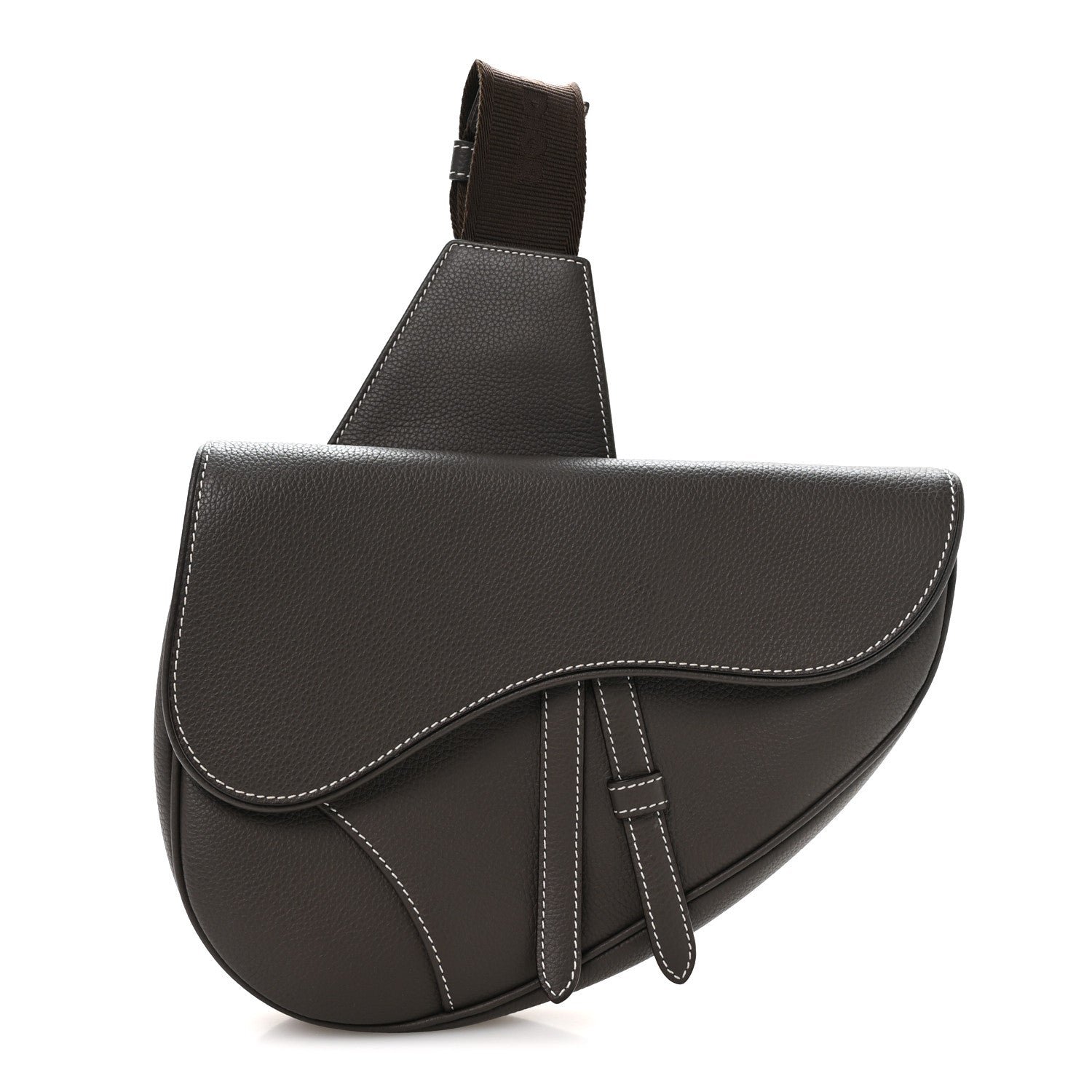 Christian Dior Grained Calfskin Mens Saddle Bag Ebony