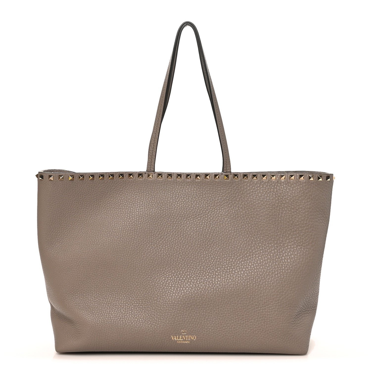 Valentino Garavani Grained Calfskin Rockstud Shoulder Tote Clay