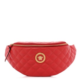 Versace Nappa Quilted Medusa Belt Bag Cherry Red