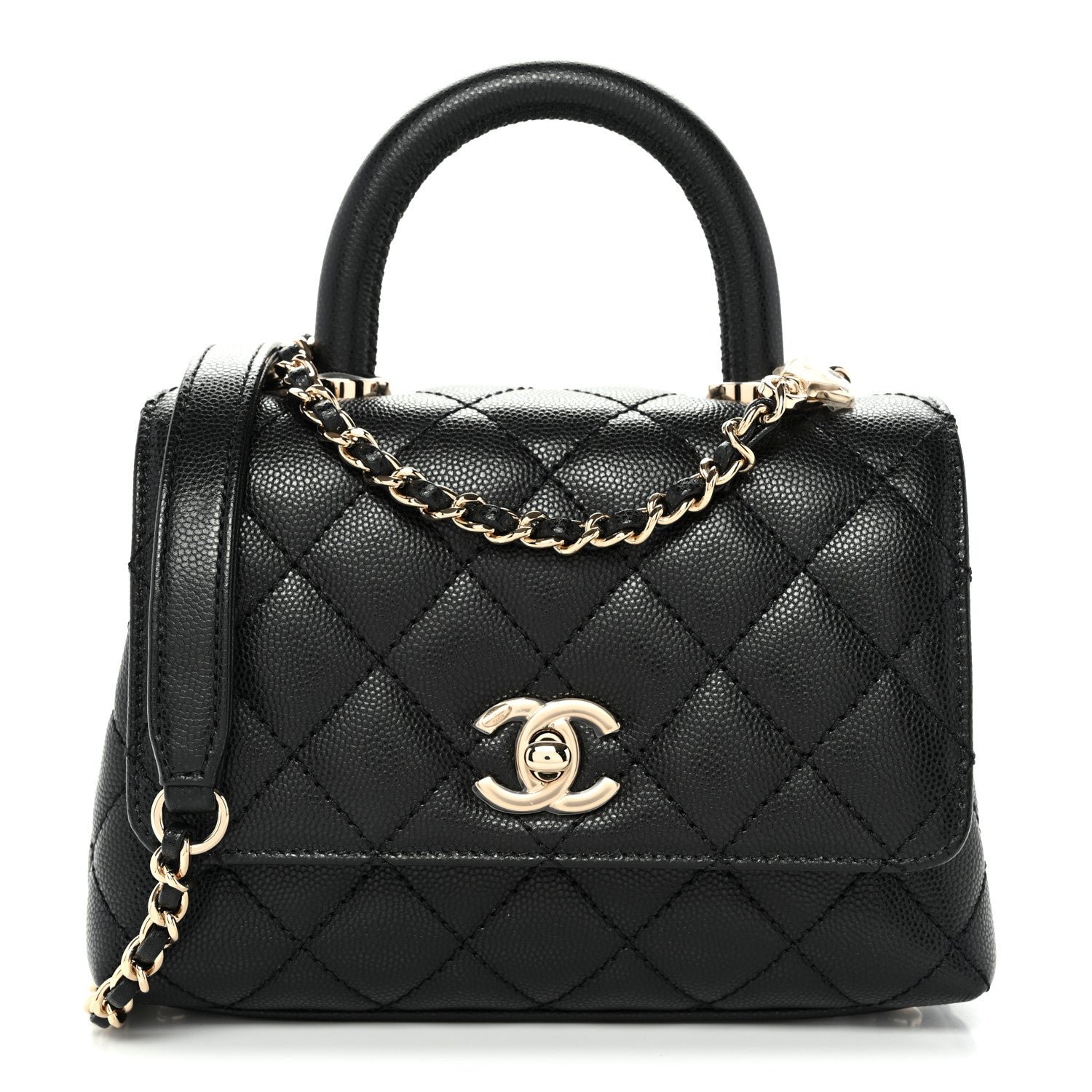 Chanel Caviar Quilted Extra Mini Coco Handle Flap Black