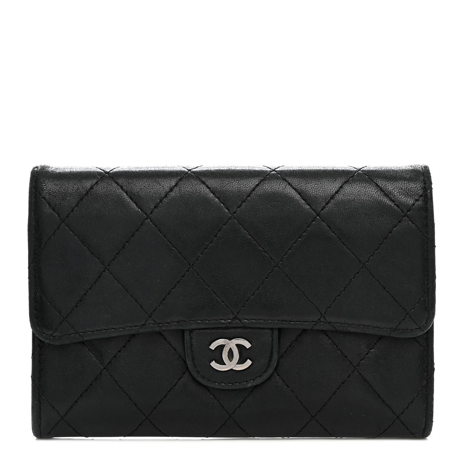 Chanel Lambskin Quilted Medium Flap Wallet Black