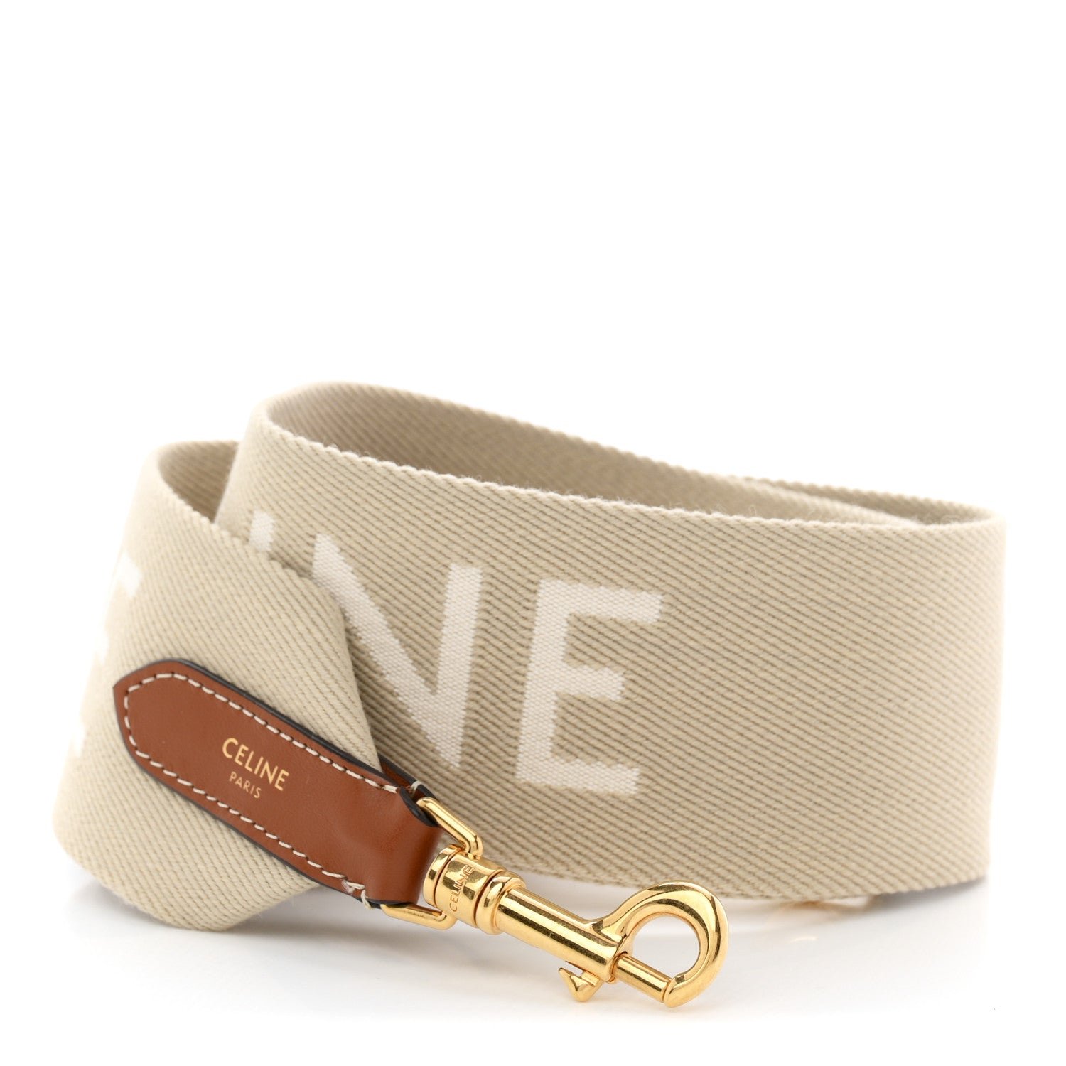 Celine Jacquard Wool Logo Short Strap Beige White