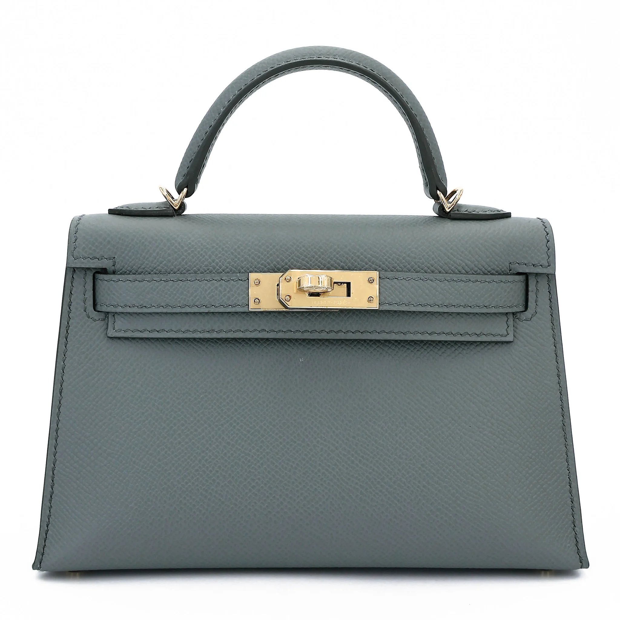 Unused ( Rank NS ) HERMÈS Mini Kelly II Vert Amande (63) Epsom Permabrass hardware K (2025)