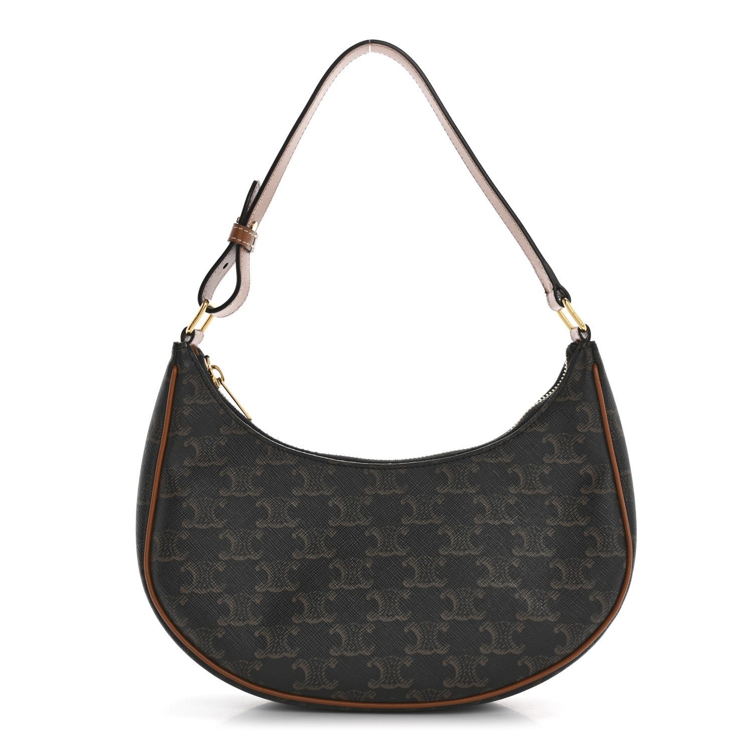 Celine Triomphe Canvas Calfskin Ava Shoulder Bag Tan