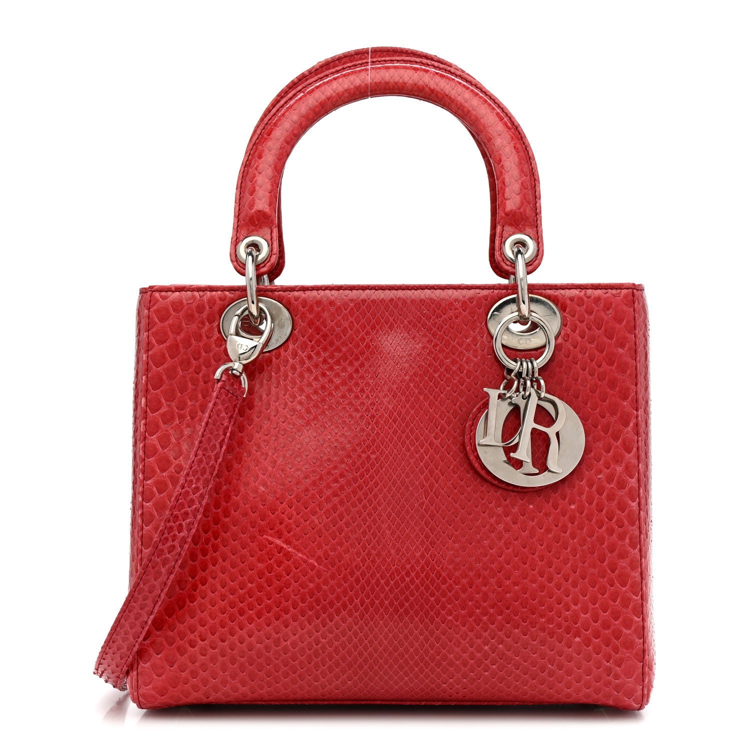 Dior Christian Dior Snakeskin Medium Lady Dior Pink