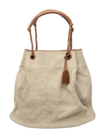 Suede Suede & Leather Trim Bucket Handle Bag