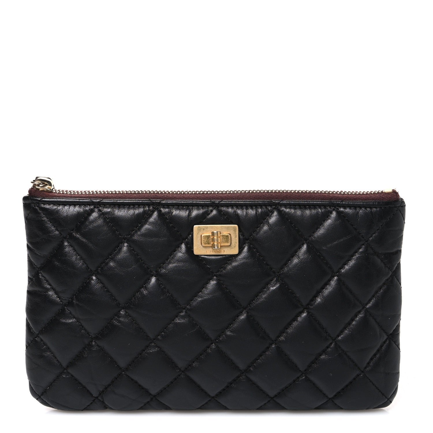 Chanel Aged Calfskin Quilted Medium Reissue Cosmetic Case Black