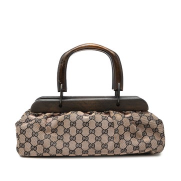 GG Canvas Wood Frame Handbag