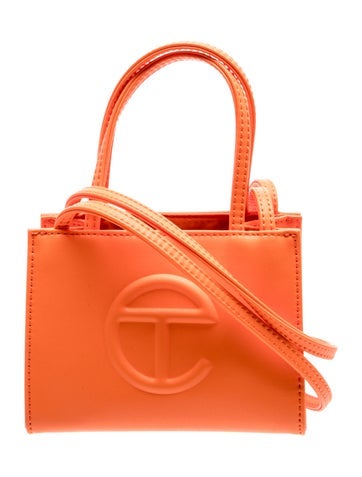 Telfar Vegan Leather Small Orange Shopping Bag Small
