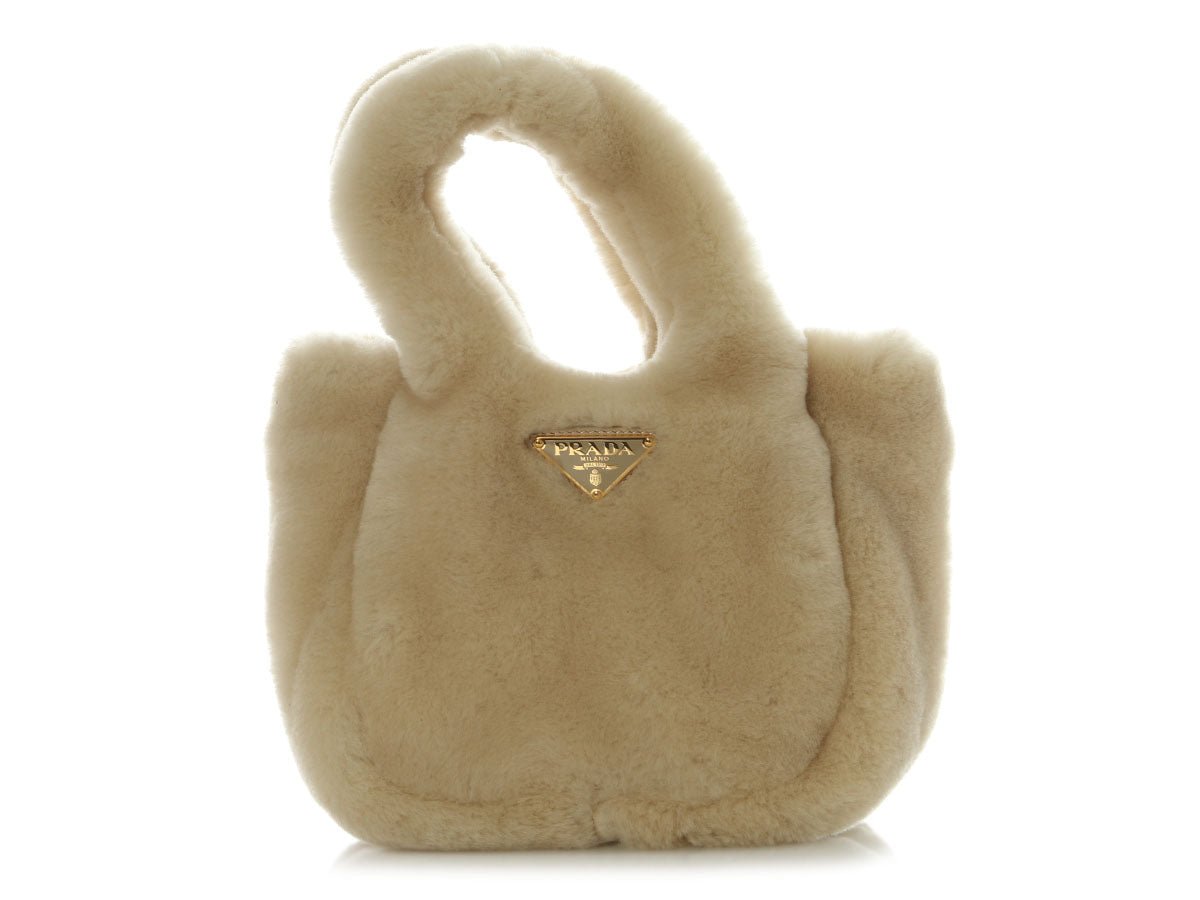 Prada Prada Mini Ecru Shearling Bag