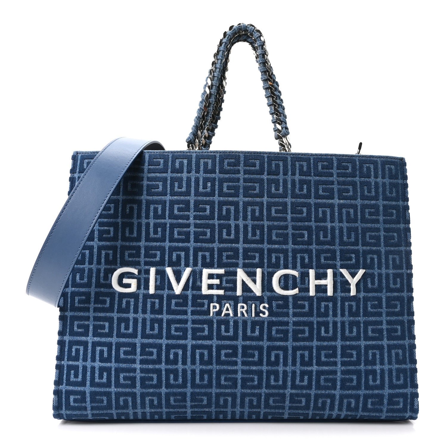 Givenchy Denim 4G Medium Chain Tote Blue