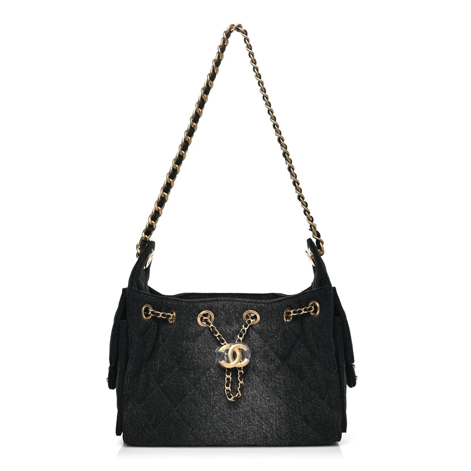 Chanel Chanel Washed Denim Quilted Mini Chanel 25 Handbag Black