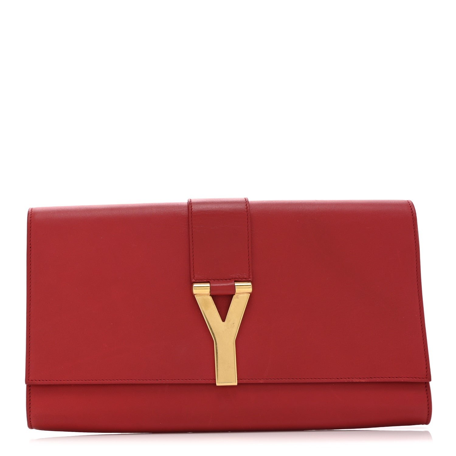 Saint Laurent Calfskin Classic Y Ligne Clutch Red