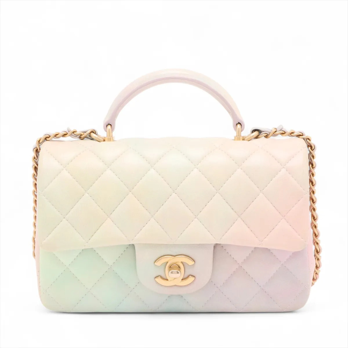 Chanel Matelasse Lambskin 2 Way Shoulder Bag Multicolor Gold Metal Fittings rand