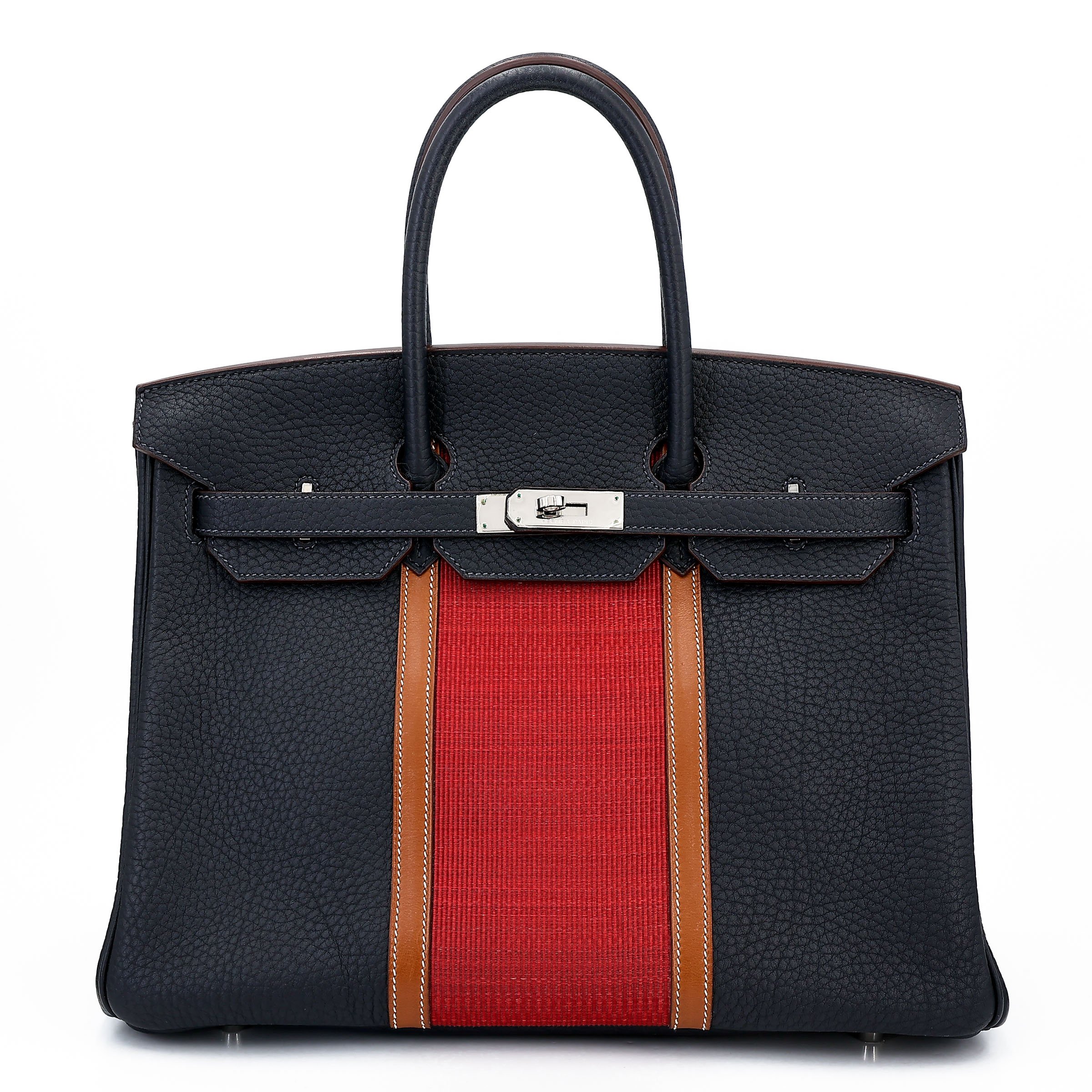 Hermes Excellent ( Rank SA ) HERMÈS Limited Edition Birkin 35 Club Bleu Indigo (76) Rouge H (55) Fjord Barenia Palladium hardware Square Q (2013)