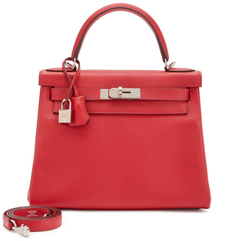 HERMES Rouge Pivot Evercolor Kelly 28 Retourne Palladium Hardware, 2018