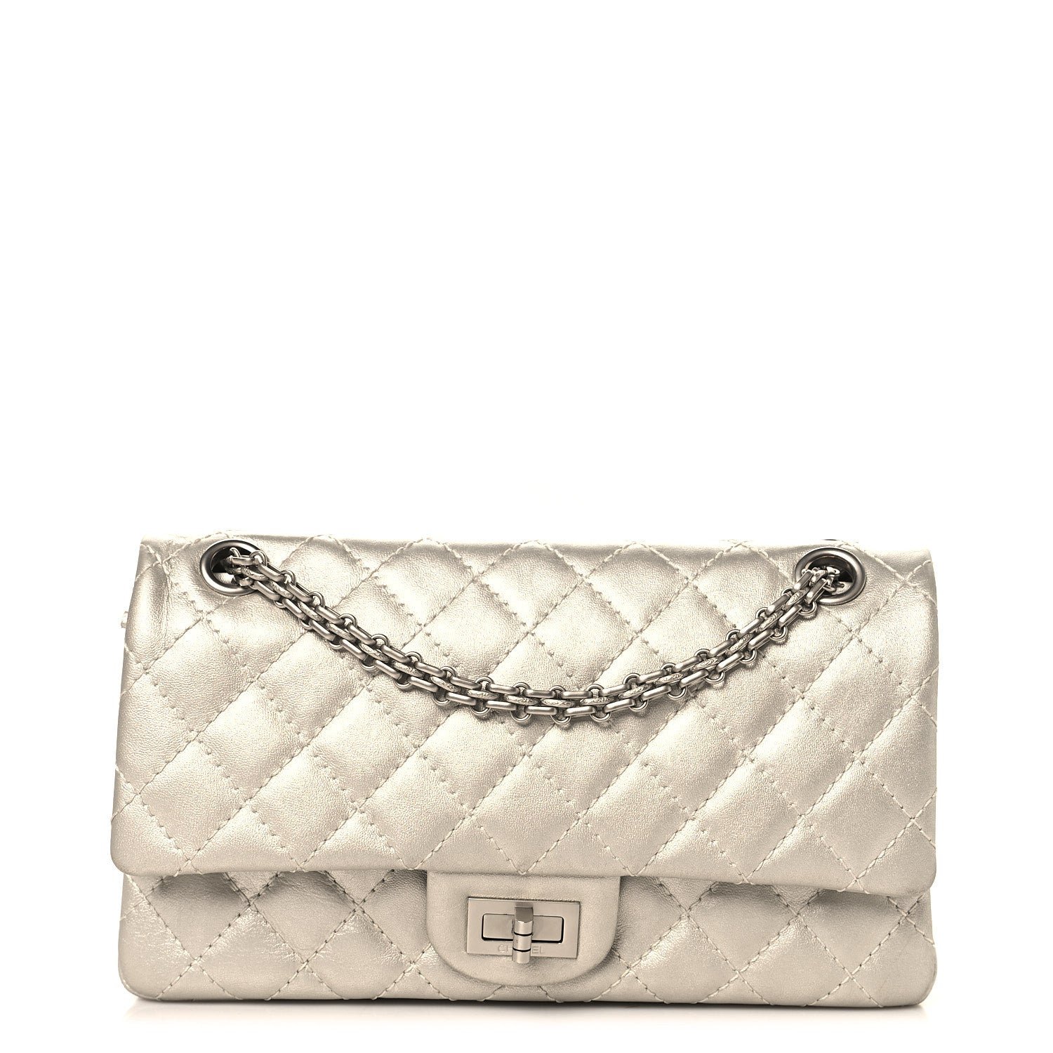 Chanel Metallic Lambskin Quilted 2.55 Reissue 225 Flap Silver