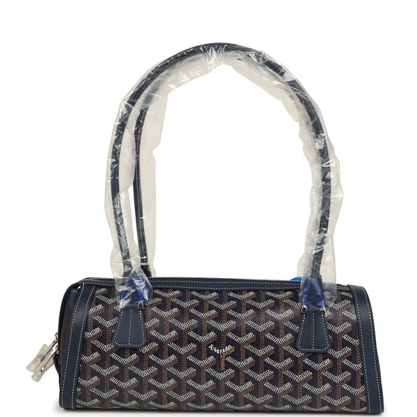 Goyard Goyard Goyardine Canvas Bonbonnière Bag Navy Blue Chevroches Calfskin Palladium Hardware