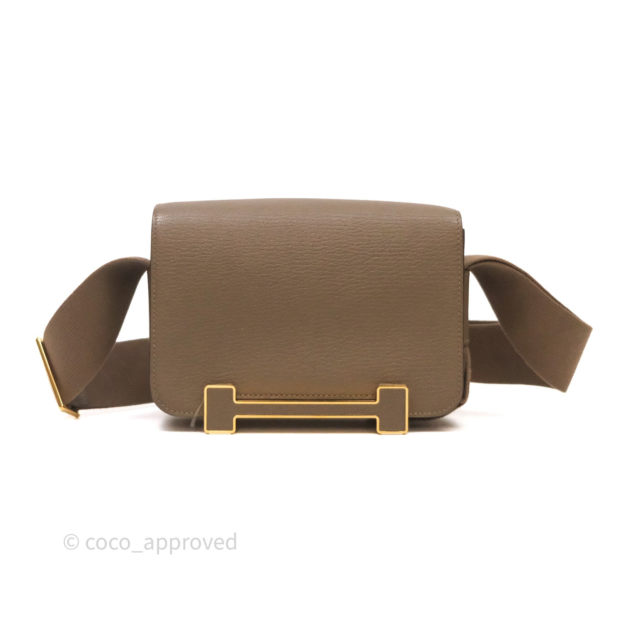 Hermes Hermès Geta Bag Etoupe 18 Chevre Mysore Gold Hardware