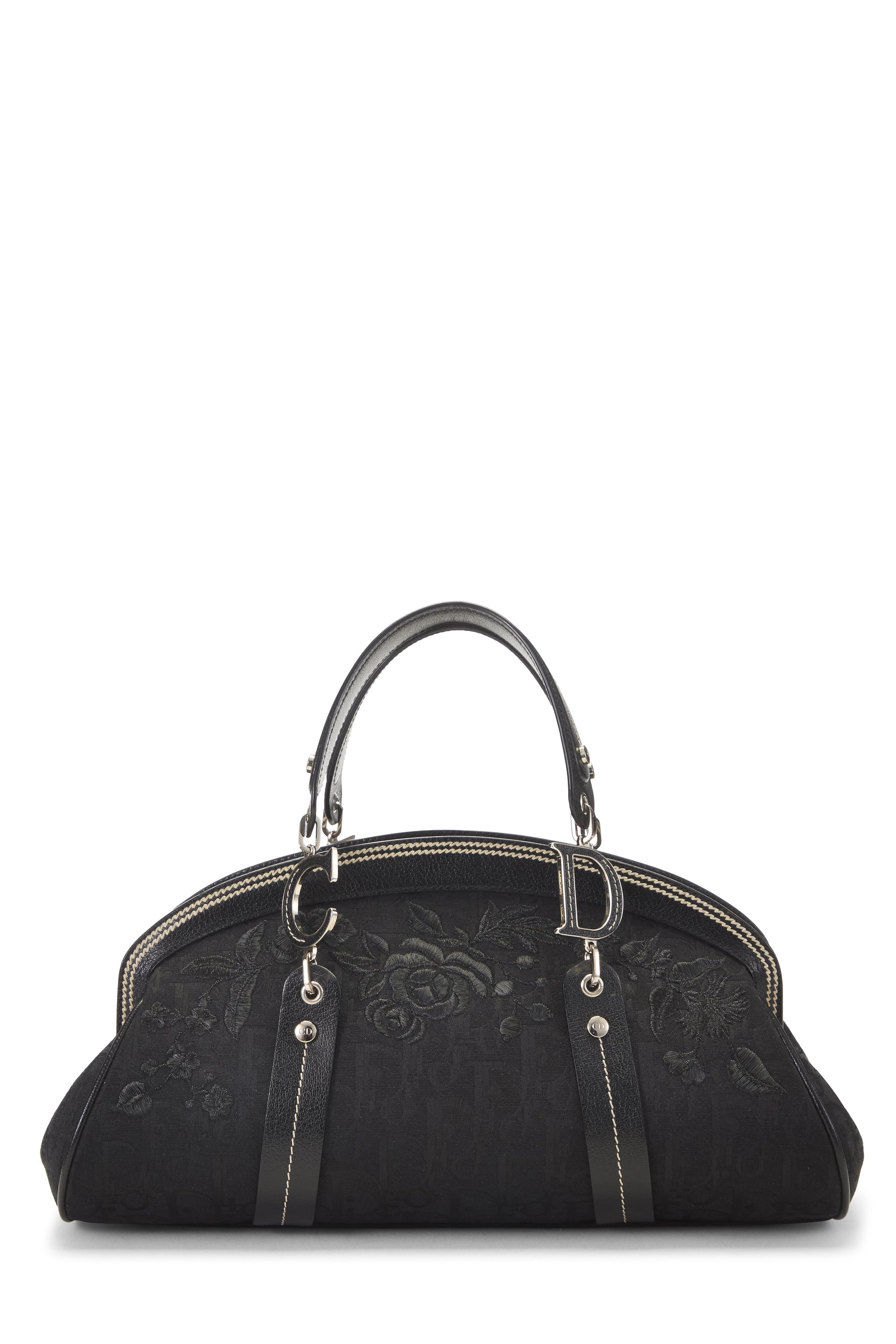 Black Trotter Canvas Floral Frame Satchel
