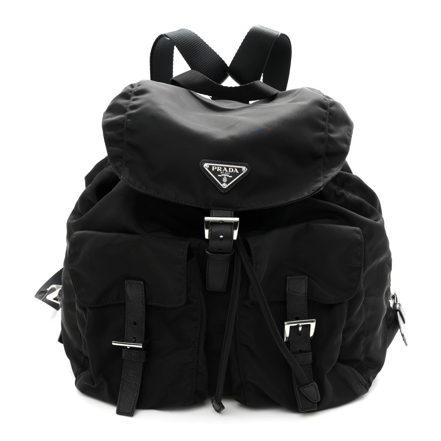 Prada Re-Nylon Vela Saffiano Medium Backpack  Black