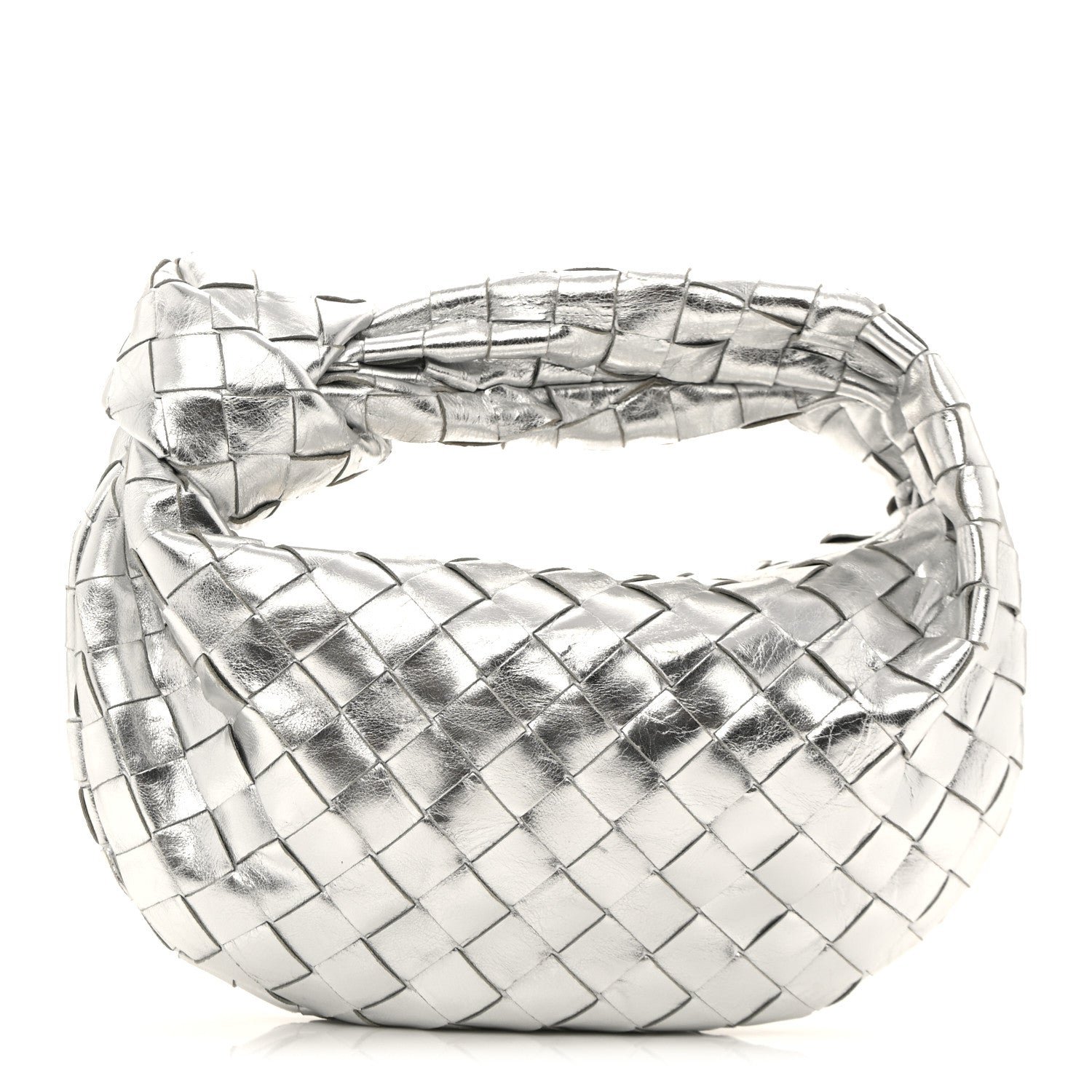 Bottega Veneta Metallic Nappa Intrecciato Mini Jodie Silver