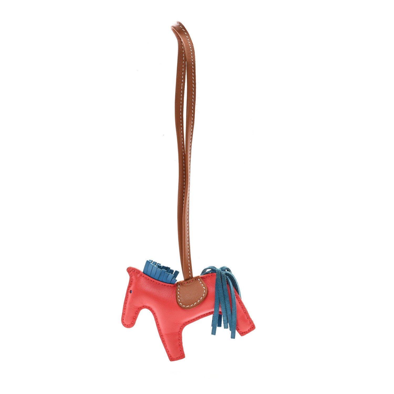 Hermes Milo Lambskin Grigri Rodeo Horse Bag Charm PM Rose Texas Bleu Zanzibar Gold