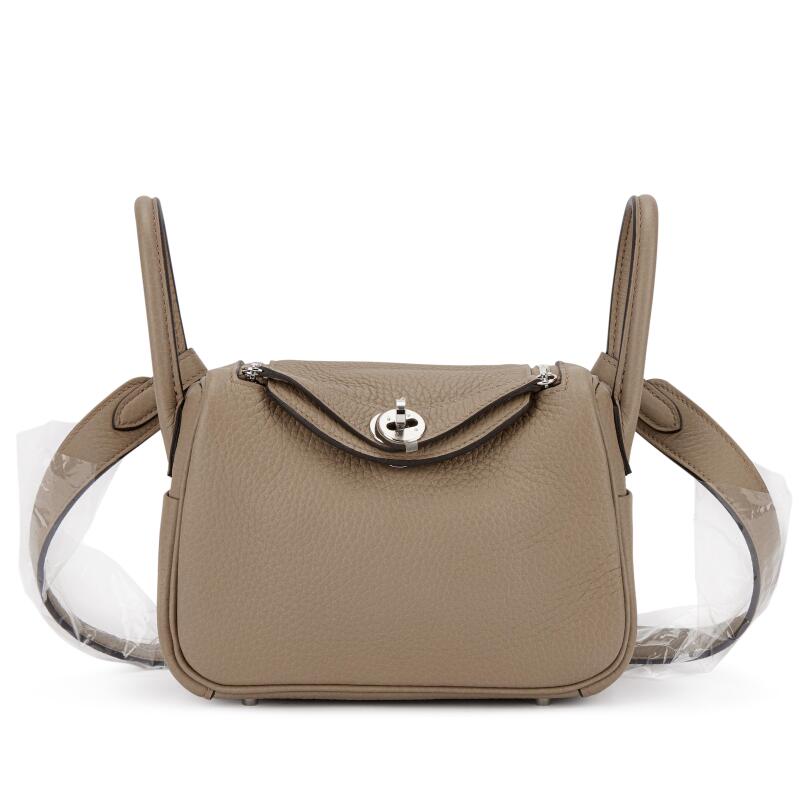 Hermes Beige Marfa Clemence Mini Lindy II Palladium Hardware, 2024