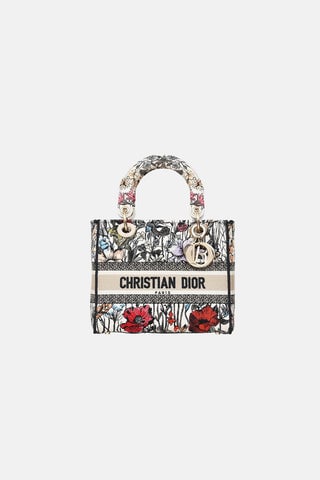 2020 Floral Embroidered Lady D-Lite Medium Bag