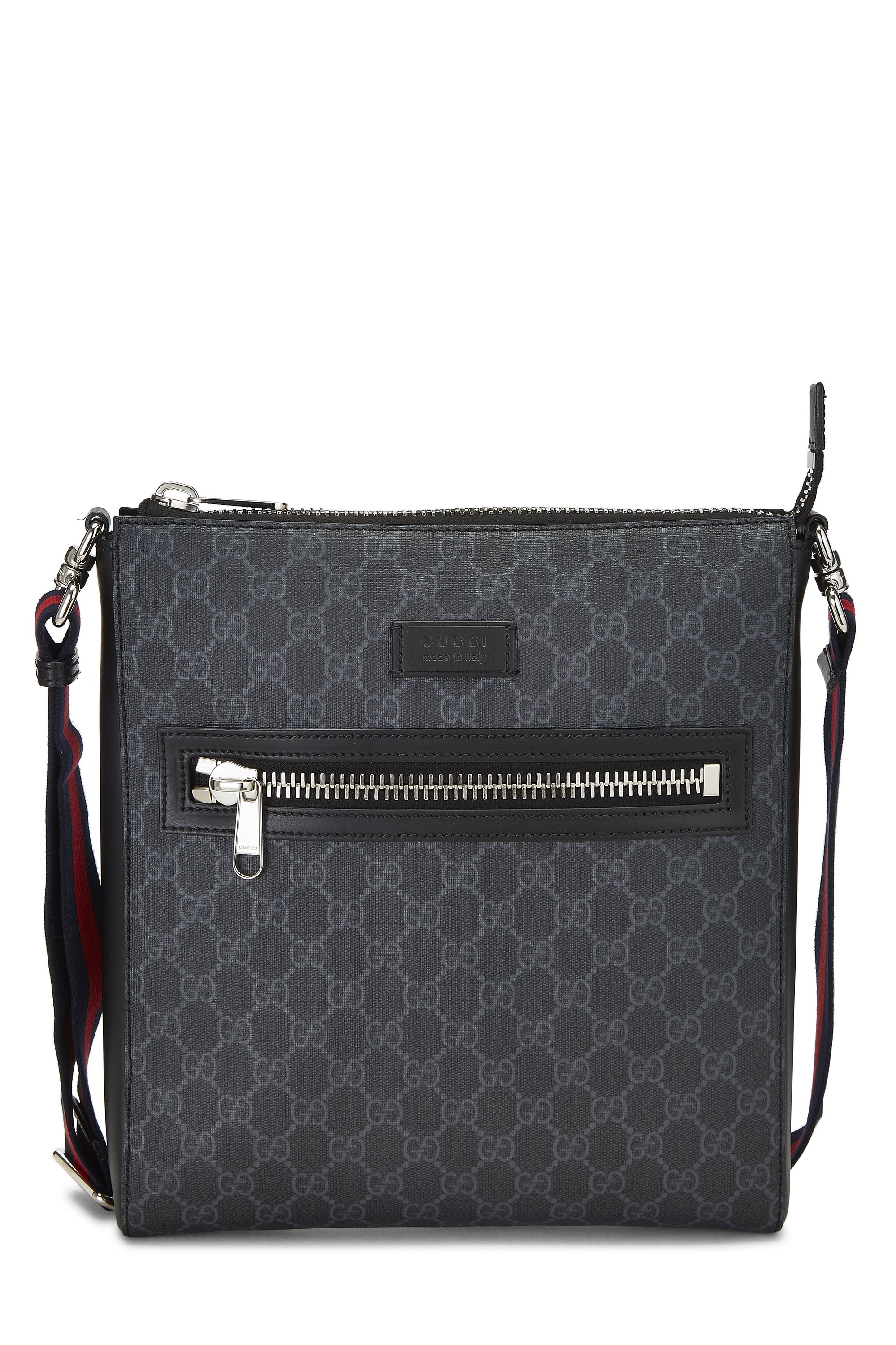 Black GG Supreme Canvas Flat Messenger